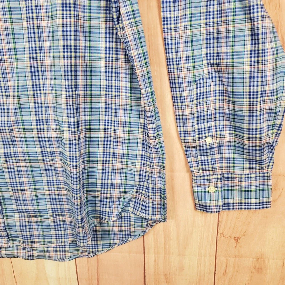 Polo Ralph Lauren Mens Button Up Shirt Sz XL Blue Plaid Long Sleeve NEW